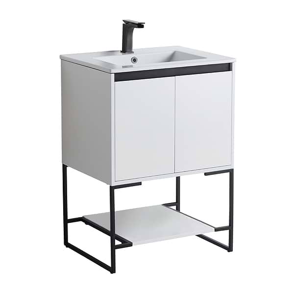 Amani 24" Matte White Single Vanity with White Integrated Top