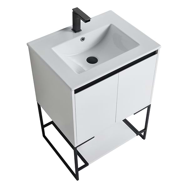 Amani 24" Matte White Single Vanity with White Integrated Top