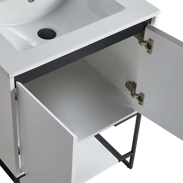 Amani 24" Matte White Single Vanity with White Integrated Top