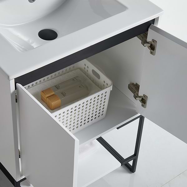 Amani 24" Matte White Single Vanity with White Integrated Top