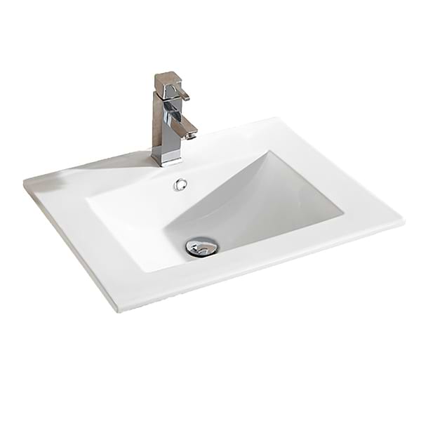 Amani 24" Walnut Brown Single Vanity with White Integrated Top
