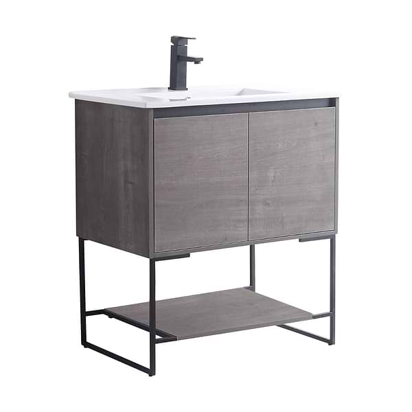 Amani 30" Classic Gray Single Vanity with White Integrated Top