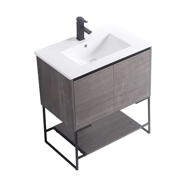 Amani 30" Classic Gray Single Vanity with White Integrated Top