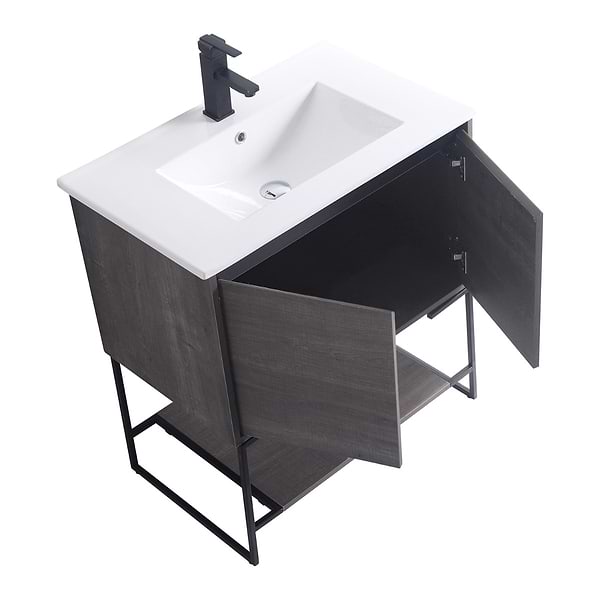 Amani 30" Classic Gray Single Vanity with White Integrated Top