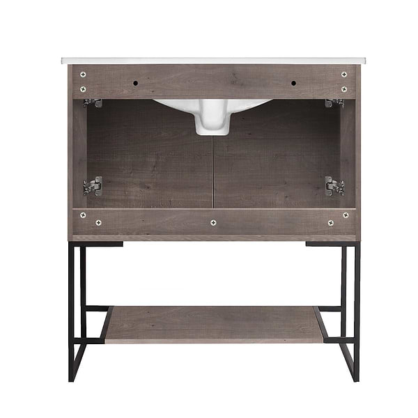 Amani 30" Classic Gray Single Vanity with White Integrated Top