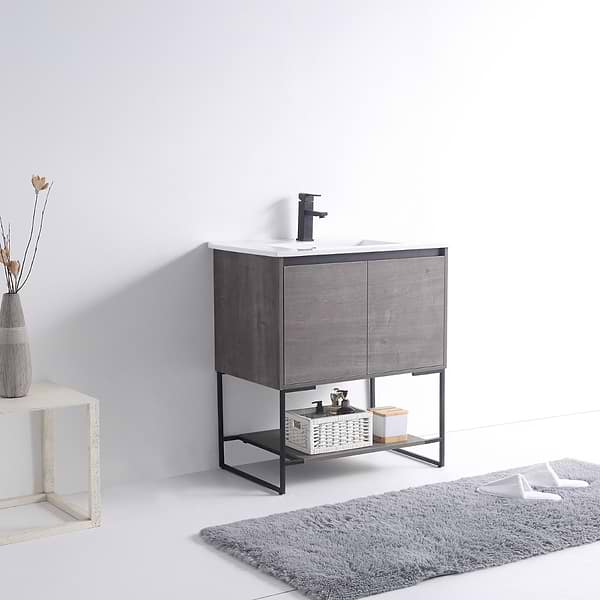 Amani 30" Classic Gray Single Vanity with White Integrated Top