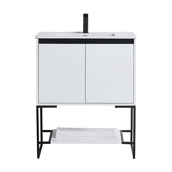 Amani 30" Matte White Single Vanity with White Integrated Top