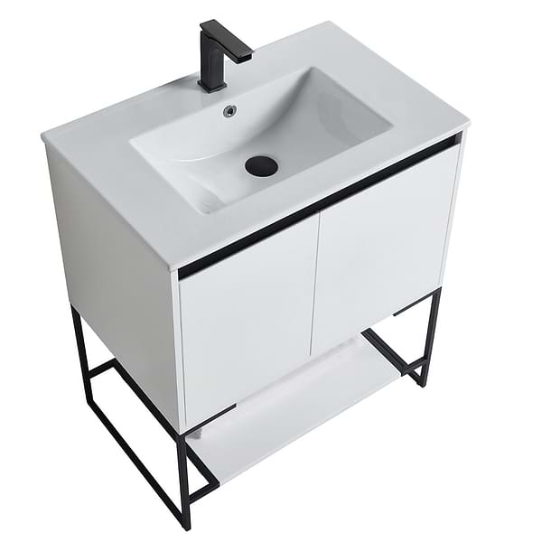 Amani 30" Matte White Single Vanity with White Integrated Top
