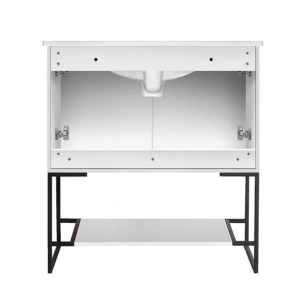 Amani 30" Matte White Single Vanity with White Integrated Top
