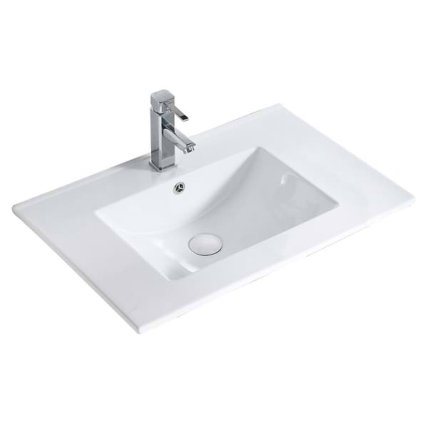 Amani 30" Matte White Single Vanity with White Integrated Top