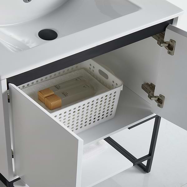 Amani 30" Matte White Single Vanity with White Integrated Top