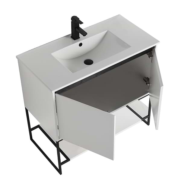 Amani 36" Matte White Single Vanity with White Integrated Top