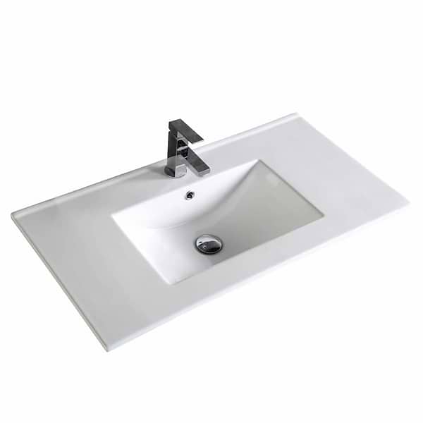 Amani 36" Matte White Single Vanity with White Integrated Top