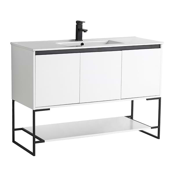 Amani 48" Matte White Single Vanity with White Integrated Top