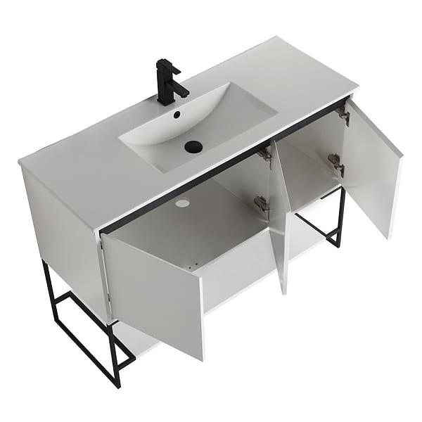 Amani 48" Matte White Single Vanity with White Integrated Top