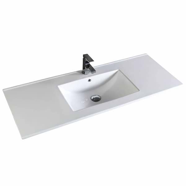 Amani 48" Matte White Single Vanity with White Integrated Top