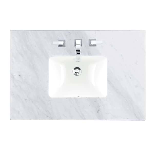 James Martin Vanities Hudson Light Natural Oak Brown 36" Single Vanity with Carrara Marble Top