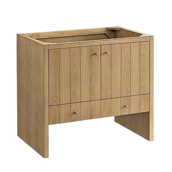 James Martin Vanities Hudson Light Natural Oak Brown 36"  Single Vanity with Eternal Marfil Quartz Top