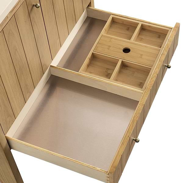 James Martin Vanities Hudson Light Natural Oak Brown 36"  Single Vanity with Eternal Marfil Quartz Top