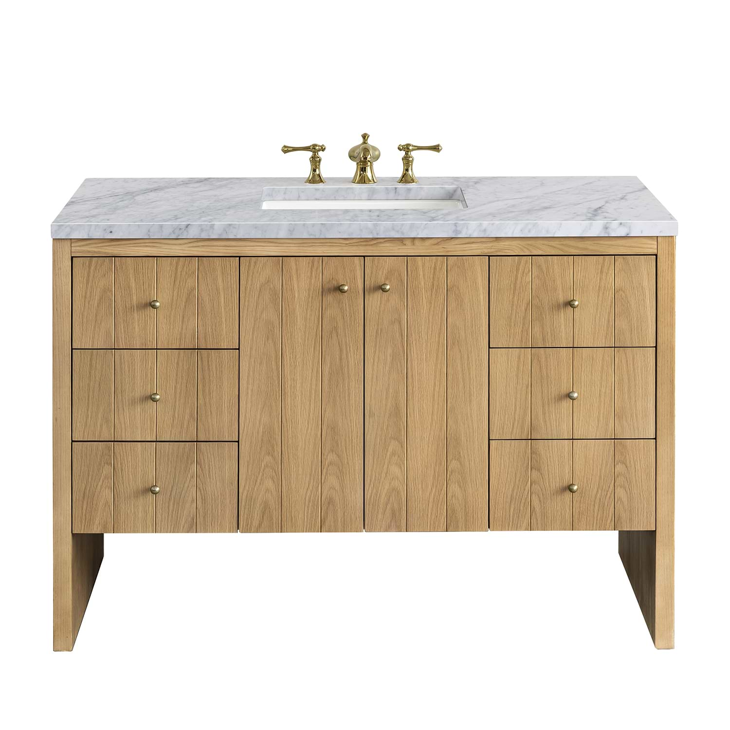 James Martin Vanities Hudson Light Natural Oak Brown 48"  Single Vanity with Carrara Marble Top