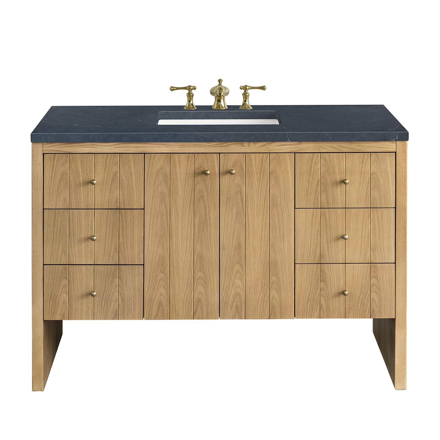 James Martin Vanities Hudson Light Natural Oak Brown 48"  Single Vanity with Charcoal Soapstone Quartz Top