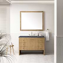 James Martin Vanities Hudson Light Natural Oak Brown 48"  Single Vanity with Charcoal Soapstone Quartz Top