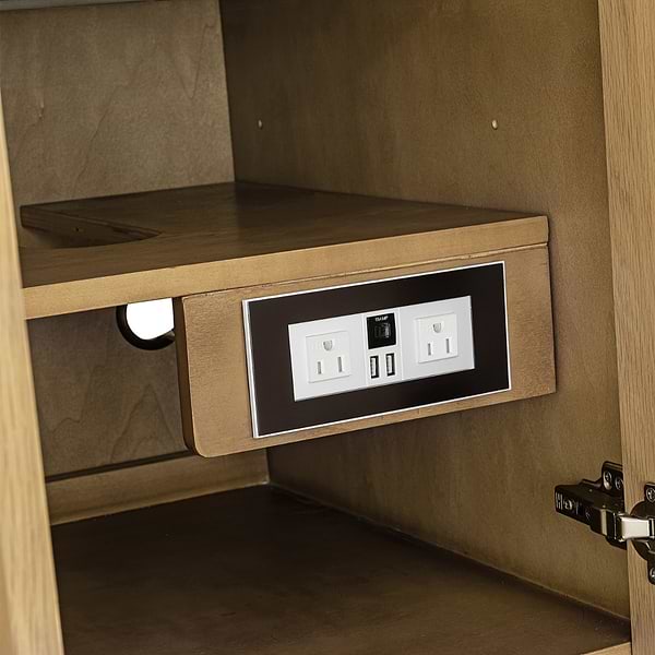 James Martin Vanities Hudson Light Natural Oak Brown 48"  Single Vanity with Eternal Marfil Quartz Top