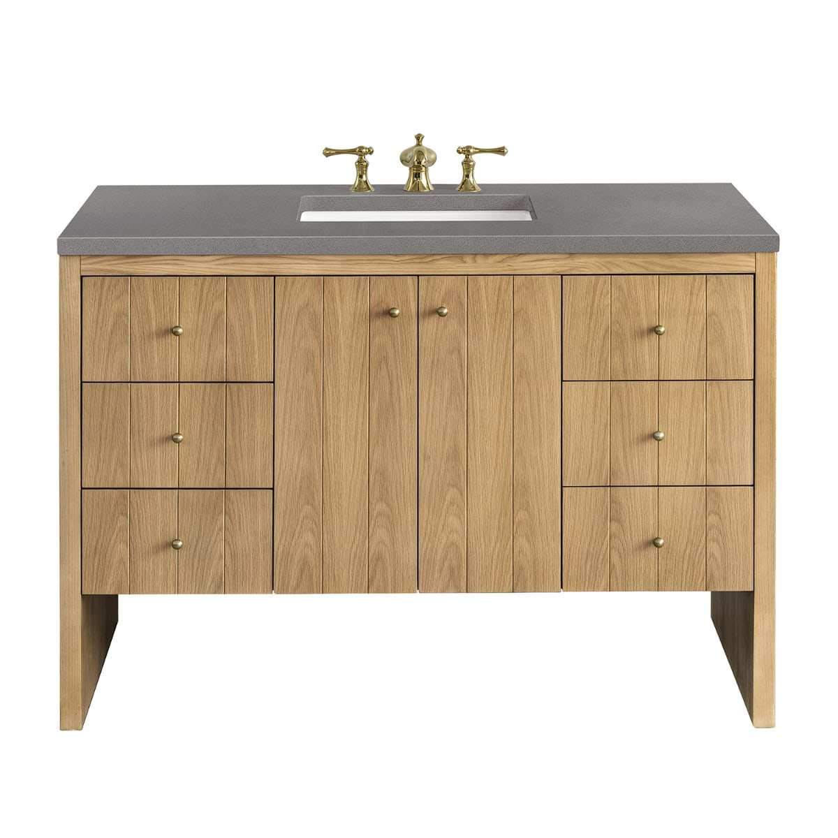 James Martin Vanities Hudson Light Natural Oak Brown 48" Single Vanity with Gray Expo Quartz Top