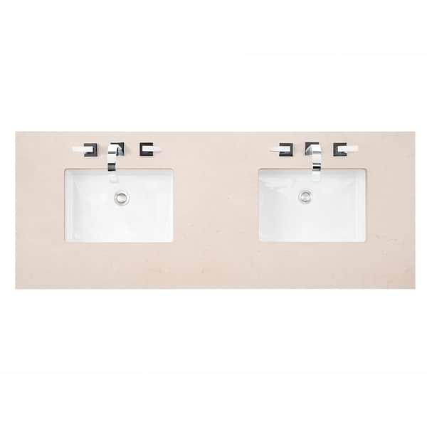 James Martin Vanities Hudson Light Natural Oak Brown 60"  Double Vanity with Eternal Marfil Quartz Top