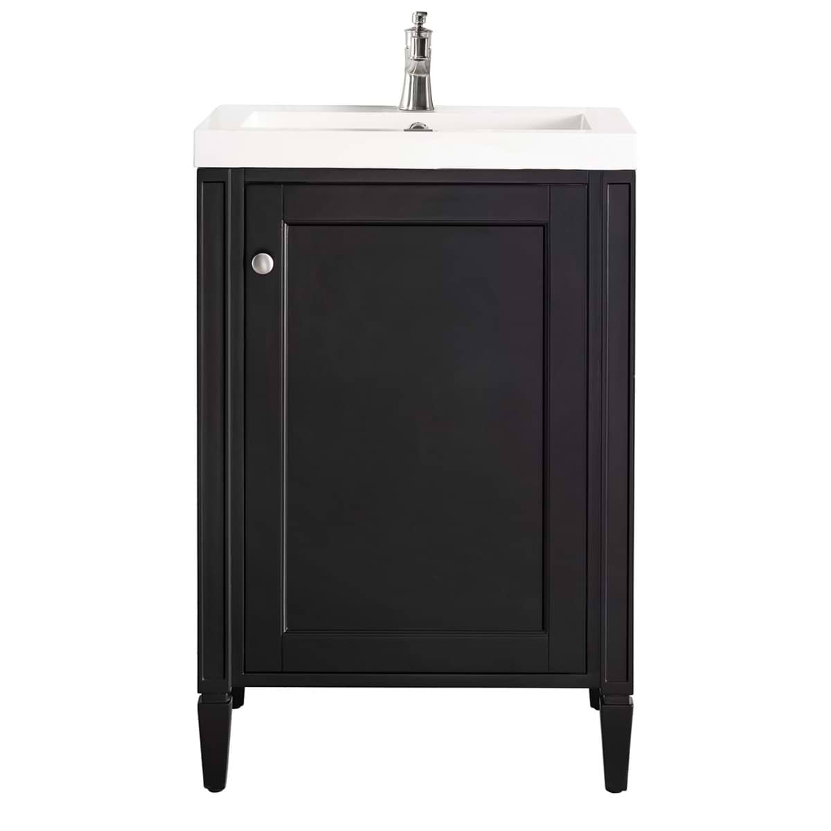 James Martin Vanities Britannia Black Onyx 24" Single Vanity with White Solid Surface Top