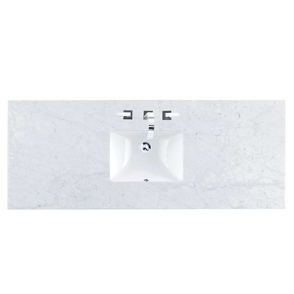 James Martin Vanities Hudson Light Natural Oak Brown 60"  Double Vanity with Carrara Marble Top