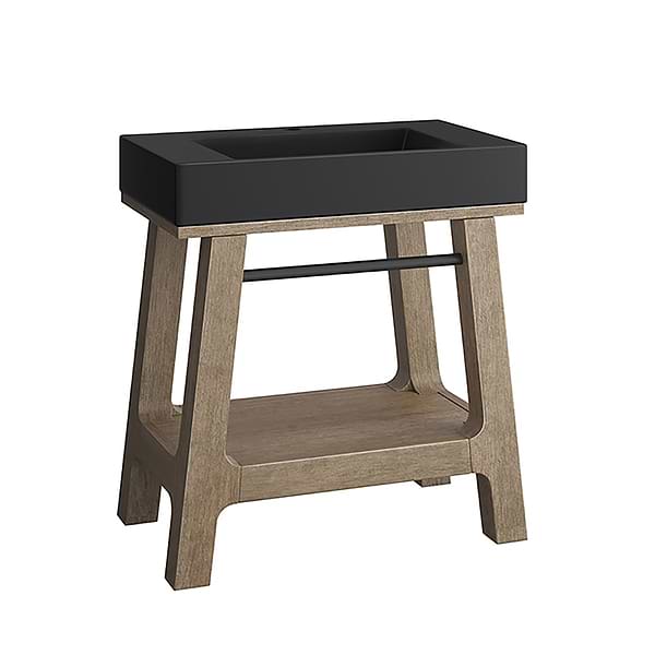 James Martin Vanities Auburn Weathered Timber Brown 32" Single Vanity with Black Solid Surface Top