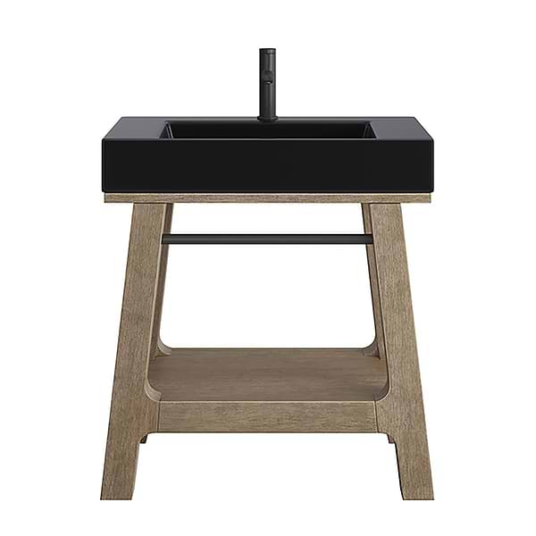 James Martin Vanities Auburn Weathered Timber Brown 32" Single Vanity with Black Solid Surface Top
