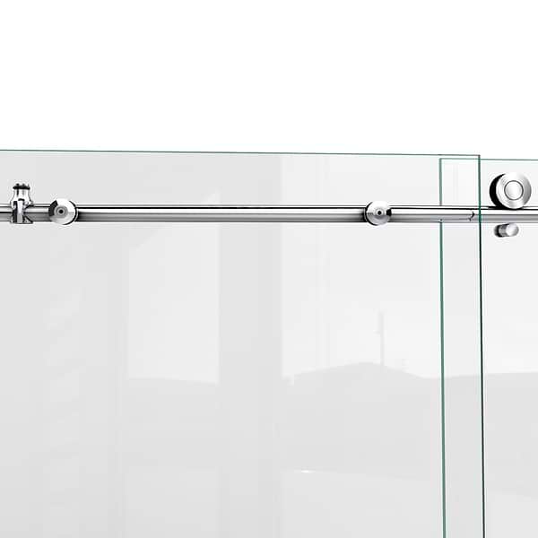 DreamLine Enigma-X 48x76 Reversible Sliding Shower Alcove Door with Clear Glass in Brushed Stainless Steel