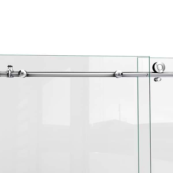DreamLine Enigma-X 72x76 Reversible Sliding Shower Alcove Door with Clear Glass in Brushed Stainless Steel