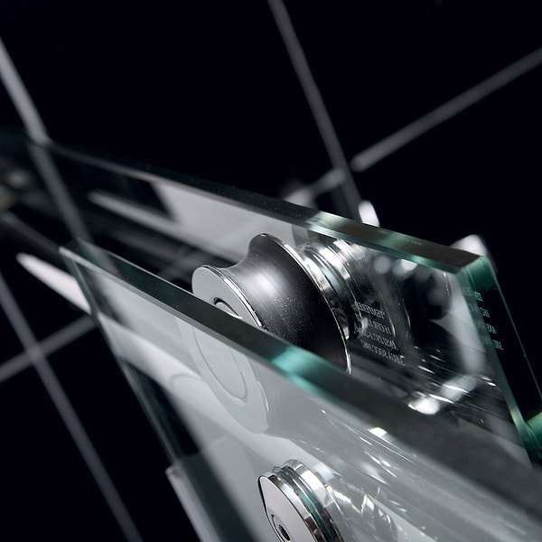 DreamLine Enigma-X 72x76 Reversible Sliding Shower Alcove Door with Clear Glass in Brushed Stainless Steel