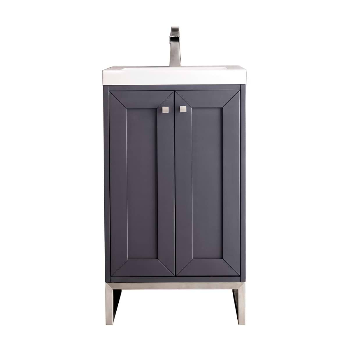 James Martin Vanities Chianti Mineral Gray 20" Single Vanity with Brushed Nickel Hardware and White Counter