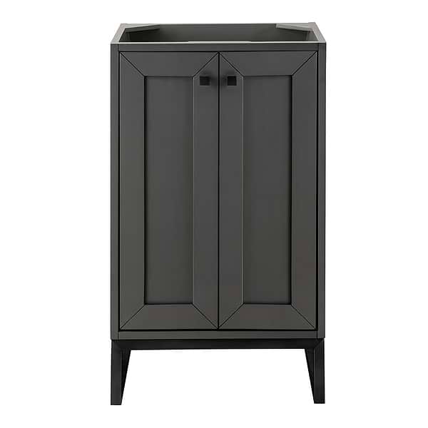James Martin Vanities Chianti Mineral Gray 20" Single Vanity with Black Hardware and White Counter