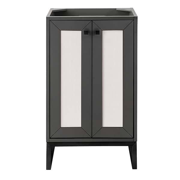 James Martin Vanities Chianti Mineral Gray 20" Single Vanity with Black Hardware and White Counter