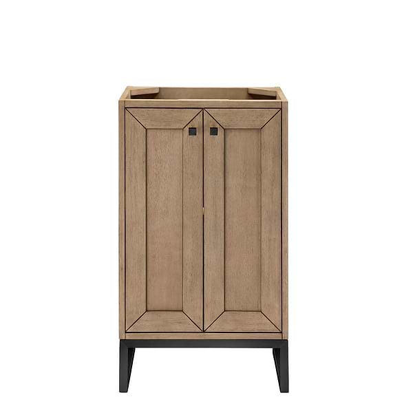 James Martin Vanities Chianti Whitewashed Walnut 20" Single Vanity with Black Hardware and White Counter