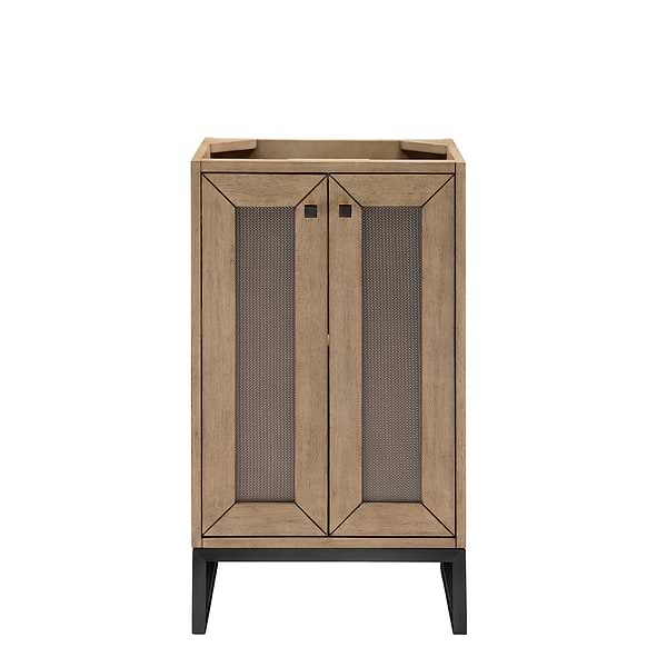 James Martin Vanities Chianti Whitewashed Walnut 20" Single Vanity with Black Hardware and White Counter