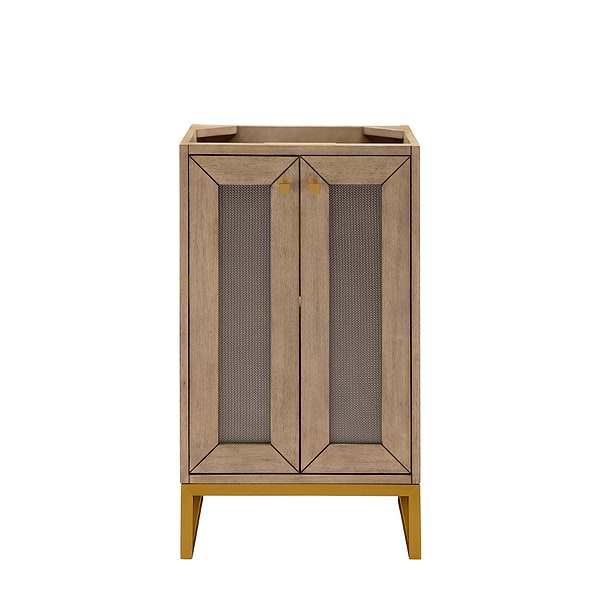 James Martin Vanities Chianti Whitewashed Walnut 20" Single Vanity with Gold Hardware and White Counter