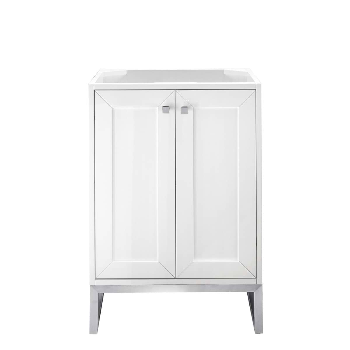 James Martin Vanities Chianti Glossy White 24" Single Vanity with Brushed Nickel Hardware without Top