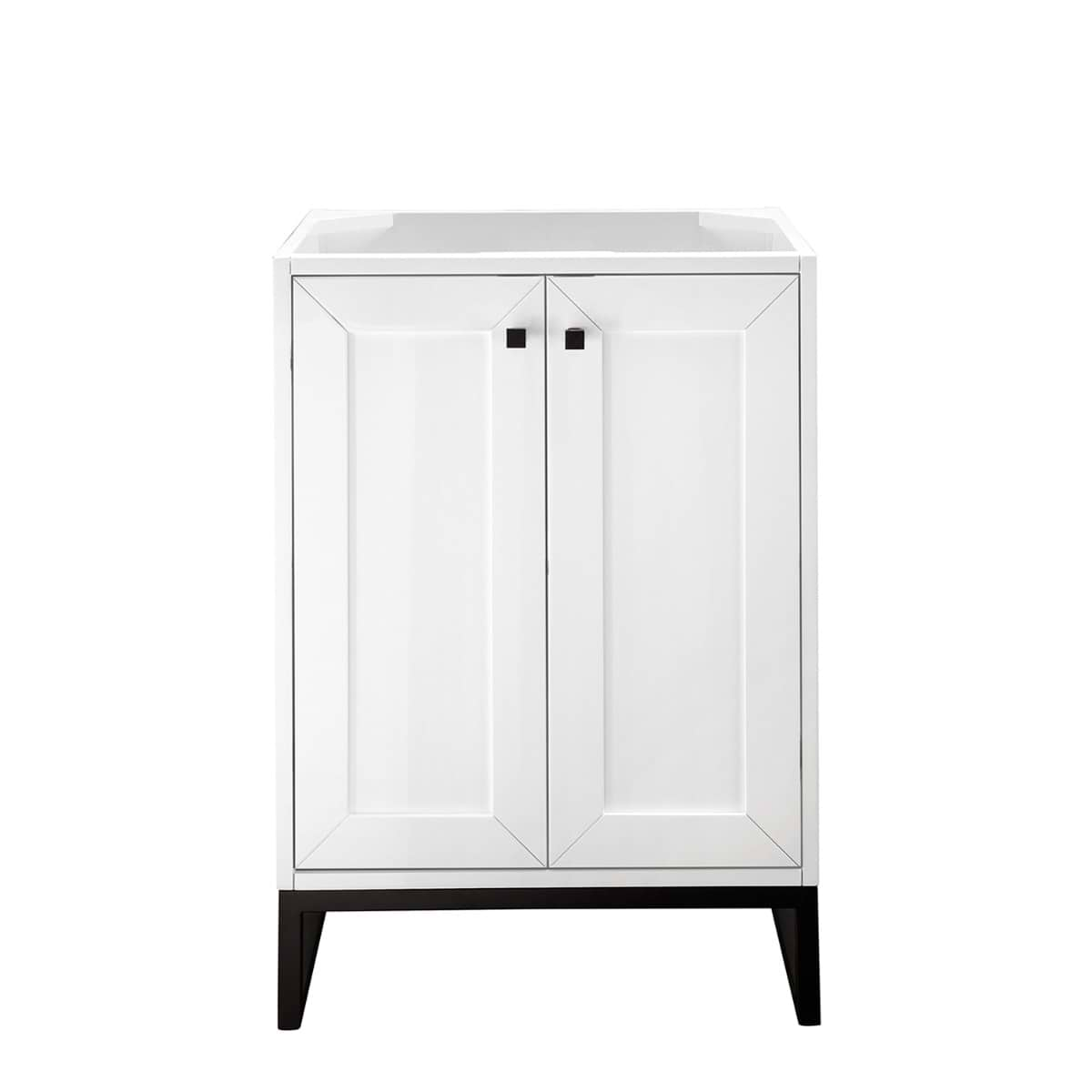 James Martin Vanities Chianti Glossy White 24" Single Vanity with Black Hardware without Top