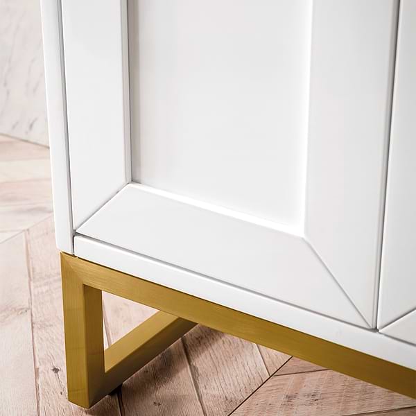 James Martin Vanities Chianti Glossy White 24" Single Vanity with Gold Hardware and White Counter