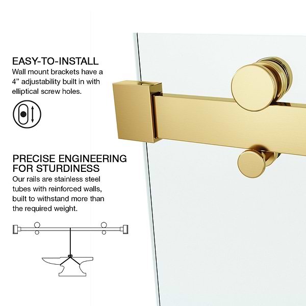 Acqua 60x79 Reversible Sliding  Shower Alcove Door with Clear Glass in Brushed Gold