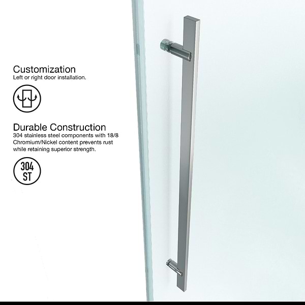 Acqua 60x58 Reversible Sliding Bathtub Door with Clear Glass in Stainless Steel
