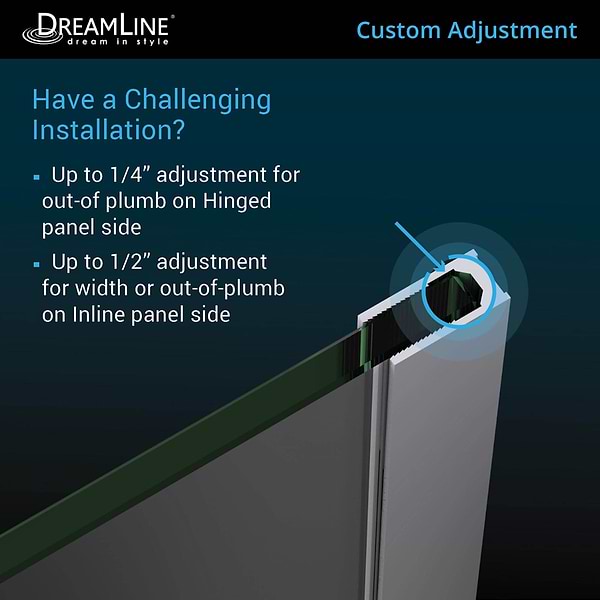 DreamLine Unidoor-X 57x72 Reversible Hinged Shower Alcove Door with Clear Glass in Satin Black