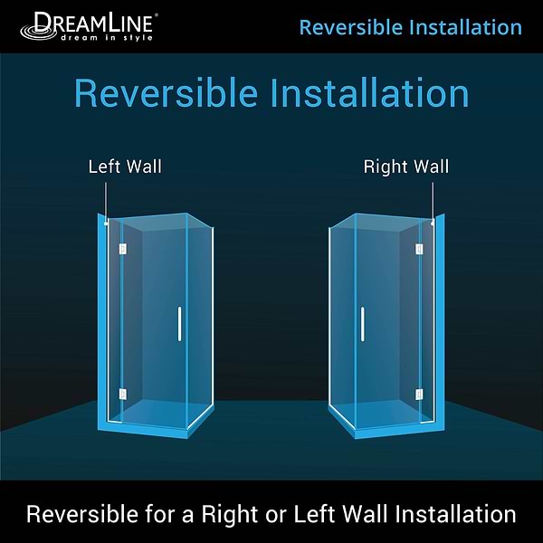 DreamLine Unidoor-X 35x34x72 Reversible Hinged Enclosure Shower Door with Clear Glass in Chrome