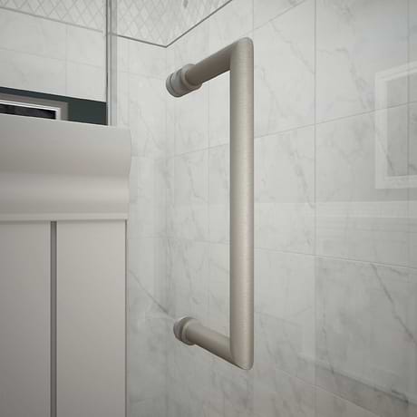 DreamLine Unidoor-X 59x58 Reversible Hinged Bathtub Door with Clear Glass in Brushed Nickel